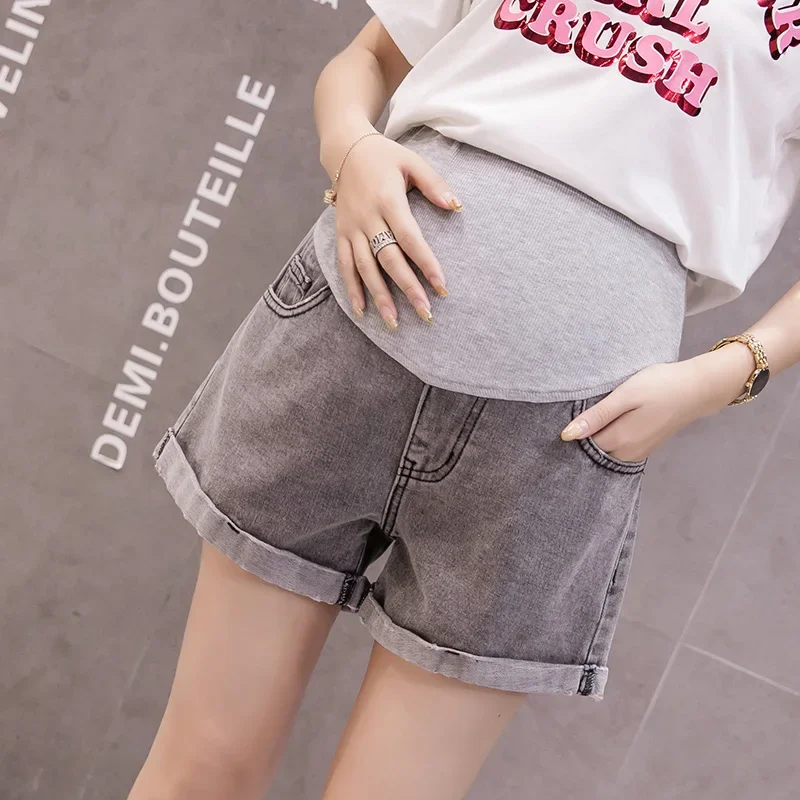 Pregnant Shorts Maternity Pants Summer Fashion Denim Curling Holes Stretch Belly Clothes for Pregnant Women