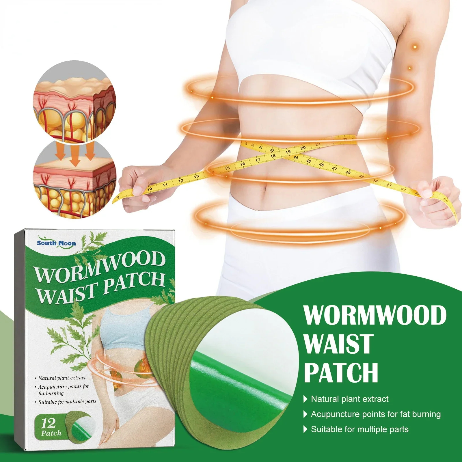 

12pc Mugwort Slimming Waist Patch Clean body Toxin Slimming waist Patch remove moisture Slimming Body Shaping Waist Slouch Patch