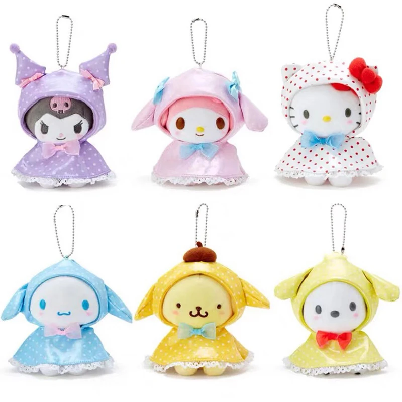 Sanrio Cross Dressing Raincoat Plush Keychain Ornaments Kawaii Bag Decor Pendant Cartoon Sanrio Accessories Toys For Kids Girl 2