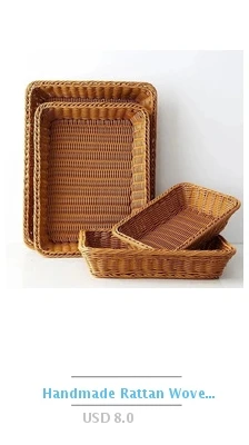 Description Picture 4 of itemHandwoven Storage Baskets Sundries Organizer with Lid Rectangular Cosmetics Box Clothes Laundry Basket Towel Toys Container