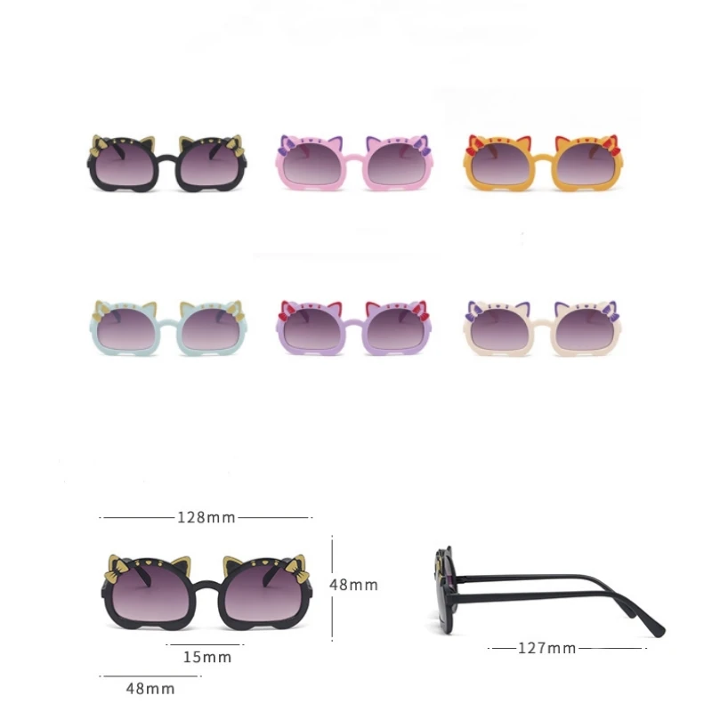 Children Cute Sunglasses Girls Summer Boys Cat Ears Animal Cartoon Sunglasses Lovely Vintage Sun Glasses UV Protection Eyewear