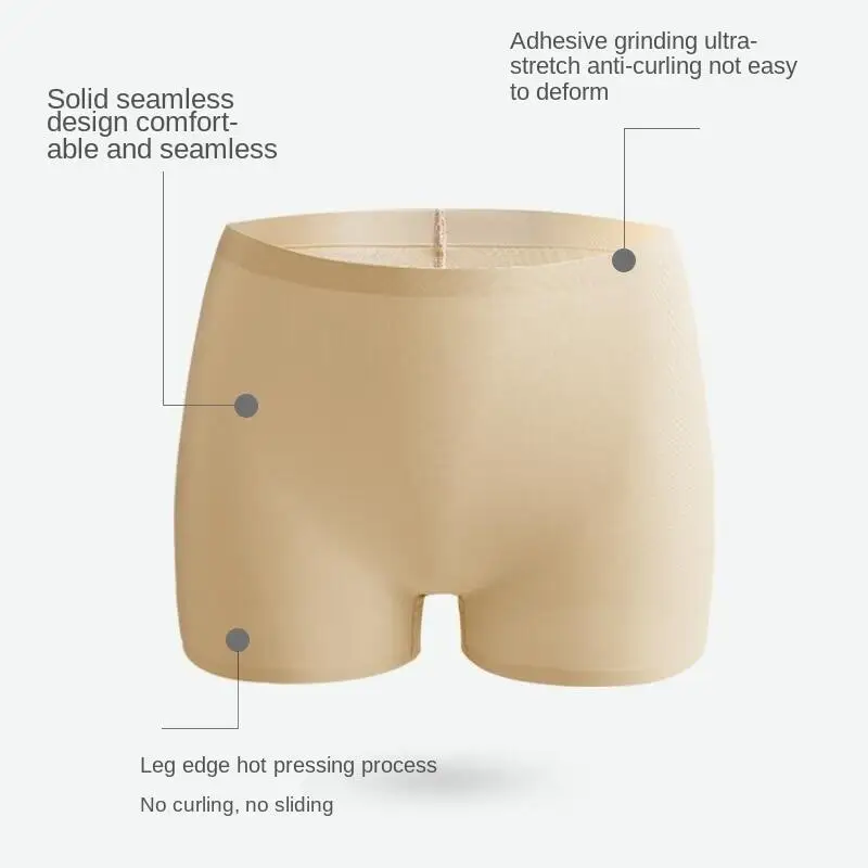 Women's Ice Silk Seamless Underwear Cotton Crotch Boxer Shorts Ladies Pants Four Corners Anti-empty Summer Thin Section safety shorts,seamless panties,women shorts underwear