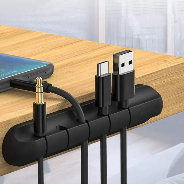 Önmeghatározó Kábelszervező Usb Kábelkezelő Winder Asztali Takarítás Fejhallgató-Telefon Töltő Kábelhuzal-Szervező Hüvelyek - Image 2