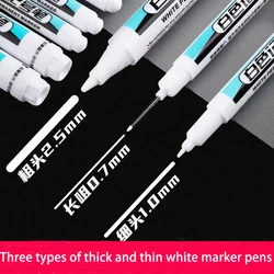 1/4Pcs White Permanent Paint Pen set for Wood Rock Plastic Leather Glass Stone Metal Canvas Ceramic Deep Hole Marker 0.7mm