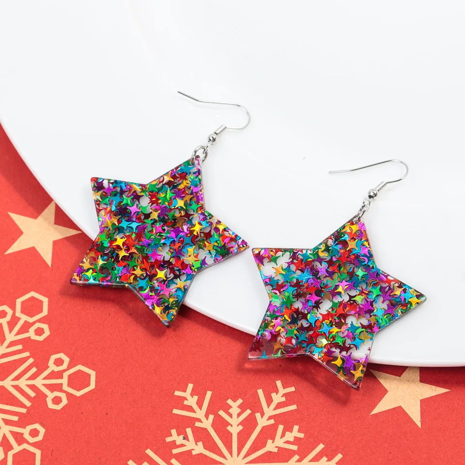 Orecchini pendenti a forma di stella, da donna, colore neon, a forma di stella, idea regalo per San Valentino, Silicone