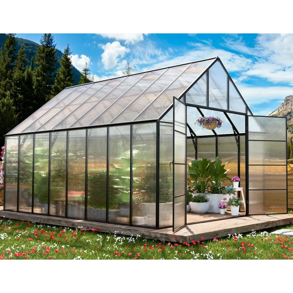 10x10x16 FT Polycarbonate Greenhouse with EZ Connectors & Ventilation 1