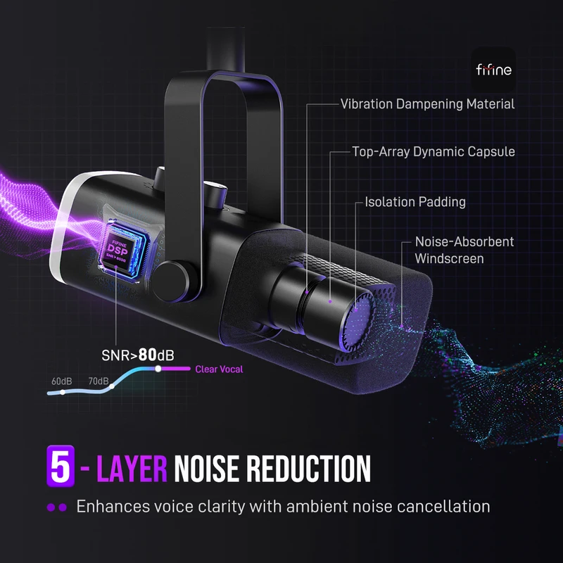 FIFINE USB/XLR Dynamic Microphone with RGB