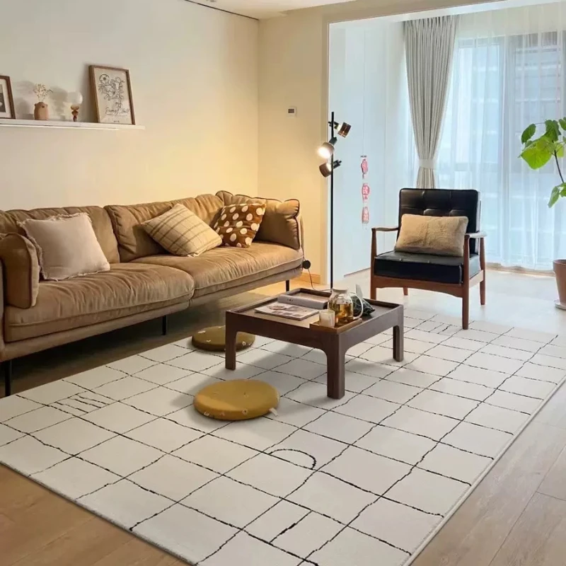 Black White Line Living Room Carpet Minimalist Cream Style Sofa Coffee Table Mat Cloakroom Home Bedroom Bedside Rug Ковер Tapis