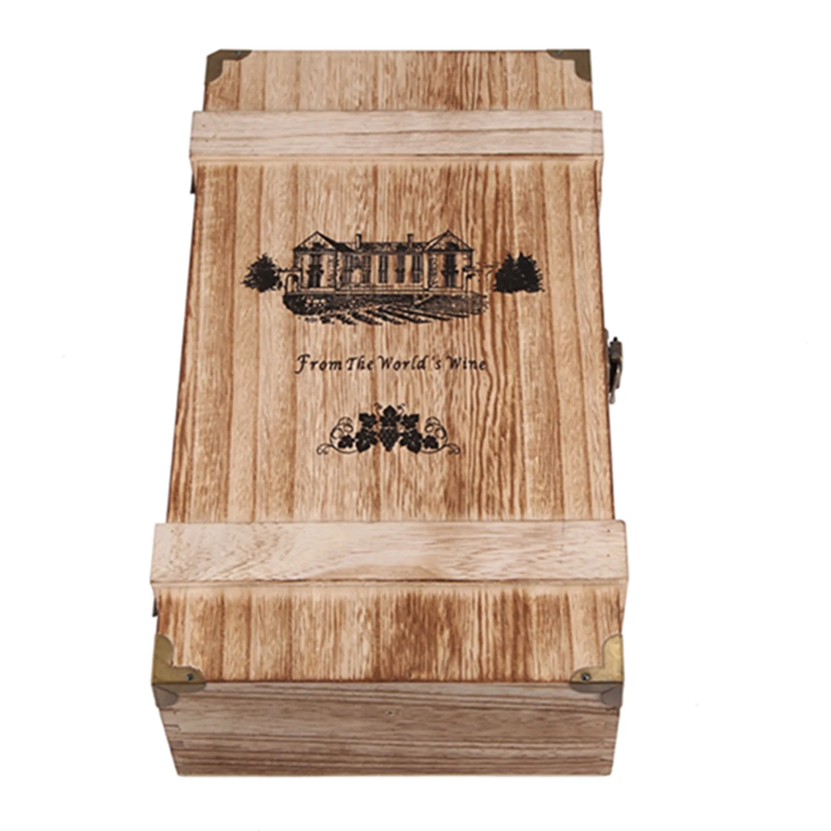 Vintage Wood 2 Red Wine Bottle Box Carrier Crate Case Storage Carrying Display Holder Birthday Party Christmas Gift 2