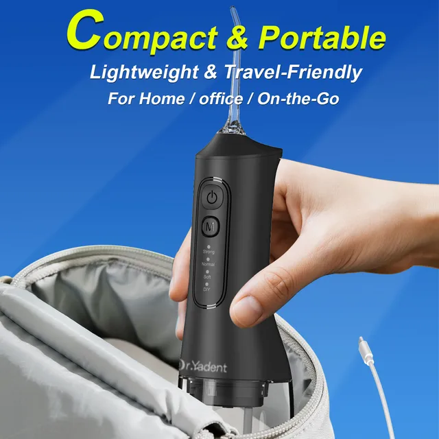 เครื่องทำความสะอาดช่องปากไร้สาย Dr.Yadent YD06 WaterFlosser ความจุ 300 มล. แบบพกพา ชาร์จเร็วด้วย USB-C หัวฉีดน้ำ 7 แบบ 4 โหมด กันน้ำระดับ IPX7 5