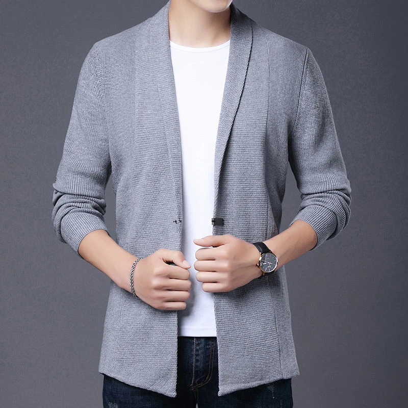 Autumn Winter Male Casual Fashion Long Sleeve Cardigan Sweater Homme Vintage All-match Knitting Jacket Men V-neck Outwear Top
