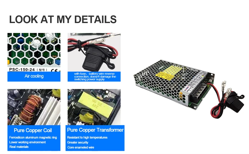 Description Picture 6 of item150W UPS Uninterruptible Switching Power Supply Battery Charging Terminal with Fuse PSC-150-12 PSC-150-24