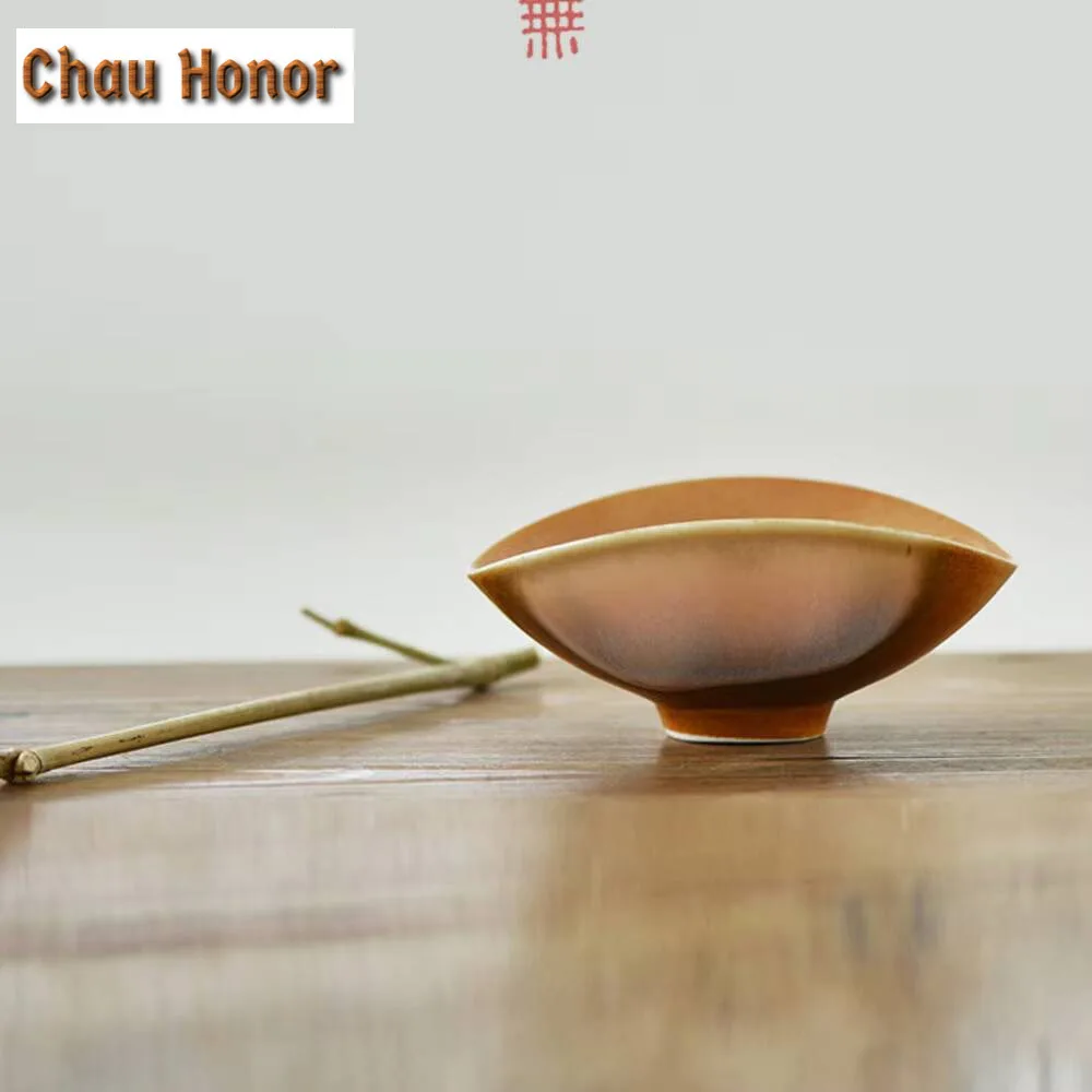 Japanese Handmade Soda Galze Rough Pottery Tea Scoop Crescent Moon Chahe Shovel Appreciation Ladle Teaware Tea Ceremony Gift