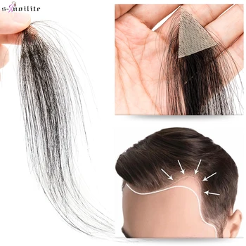 S-noilite Uomini Parrucchino 6 pollici Linea Sottile Anteriore Dei Capelli Umani Capelli Naturali Maschio PU Parrucchino Patch Per Capelli Per La Perdita di Capelli Estensione Invisibile