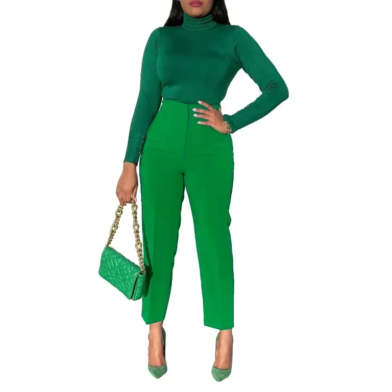 

African Clothes for Women Autumn Spring African Polyester White Black Green Red Yellow Long Pant Women Pants African Clothing