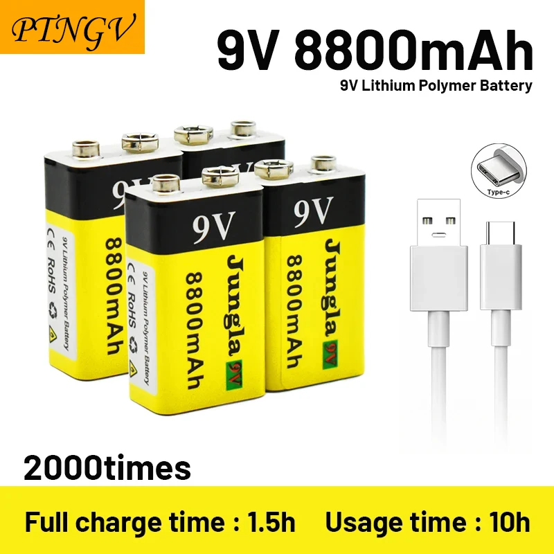 9 в 8800 мАч oplaadnaked Batterij Micro Usb батарея 9 В литиевая для мультиметра Microfoon Speelgoed дистанционное управление ktv