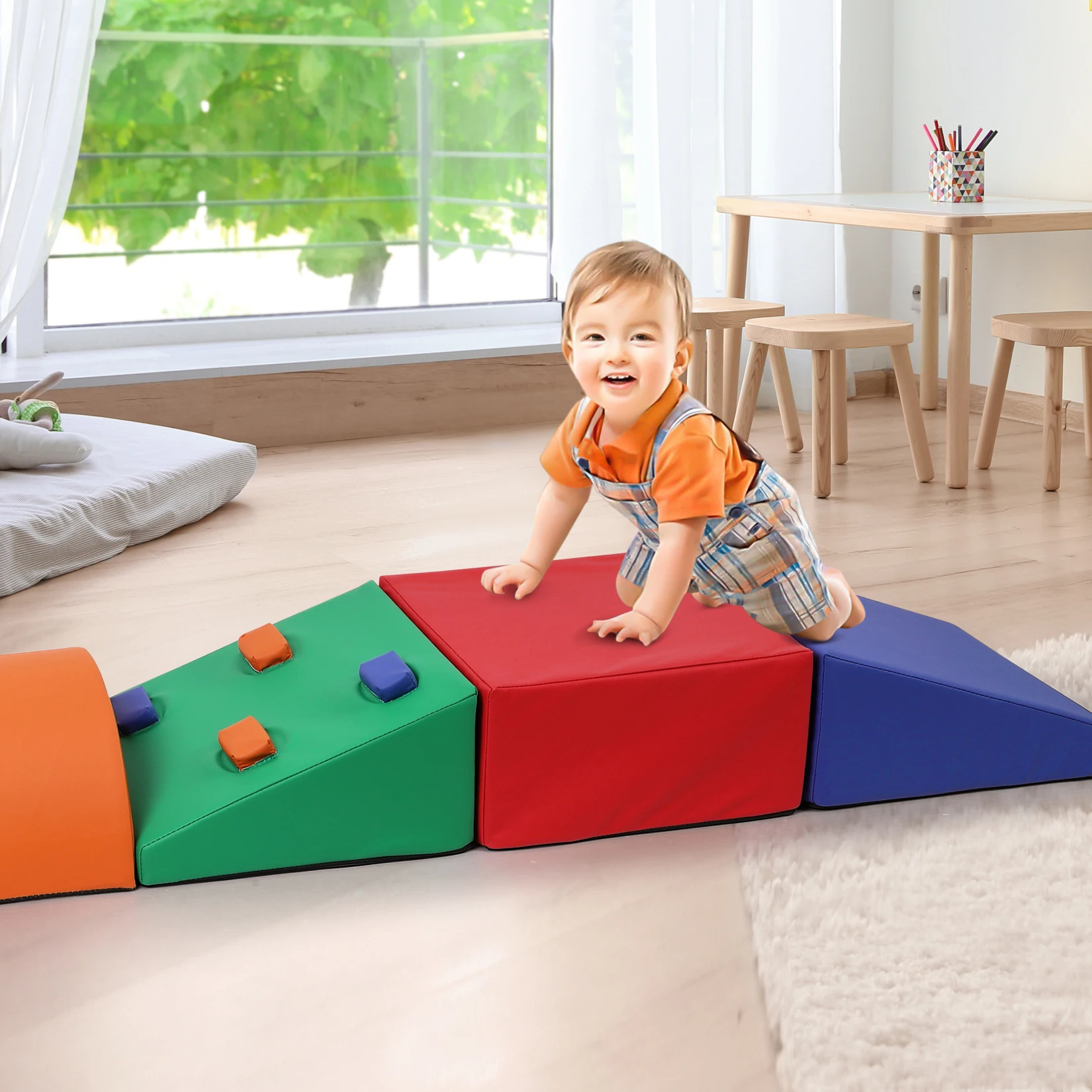 Foam Climbing Blocks for Toddlers and Preschoolers - Soft Climbing Indoor Set - Active Play Set for Climbing, Crawling 5PCS 6