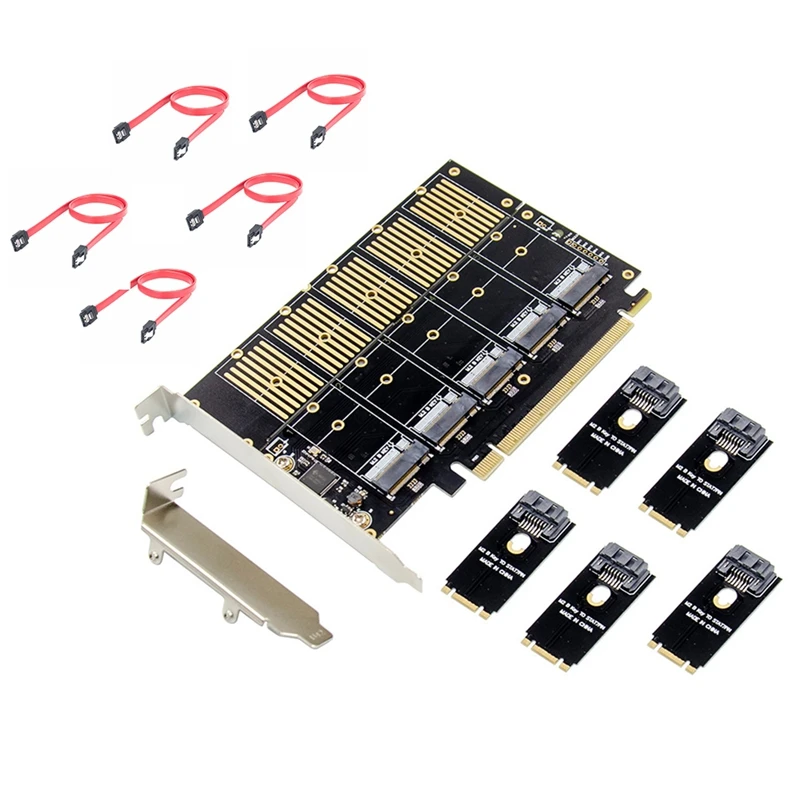 Pcie 5-porta m2 Chave b Sata3.0 Placa de Expansão Ssd Jmb585 Pcie Sata M.2 Nvme Pcie Conversor Cartão - Imagem 5