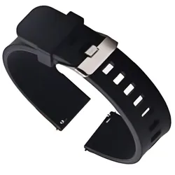 Universal Silicone Rubber Watch Strap - Soft, Light, and Comfortable Band Bracelet for Smartwatches (Black - silver)