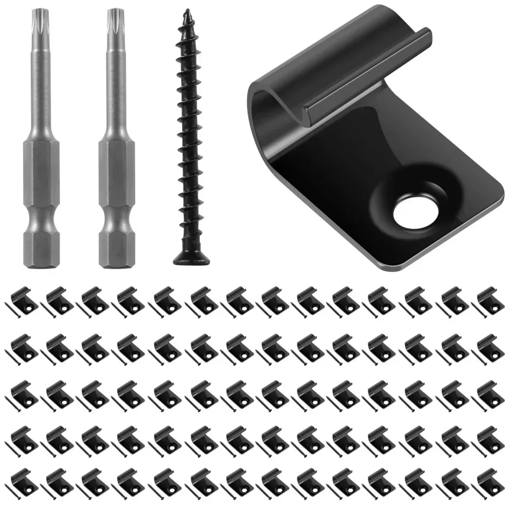 100PCS Composite Deck Clip Outdoor Flooring Fasteners Stainless Steel Black Decking Clips Start Clips Furniture Accessories