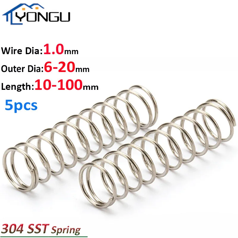 10 Ressorts De Compression En Acier Inoxydable 304 - Longueur 30mm, Diamètre Extérieur 14mm, Fil 1,8mm - Haute élasticité