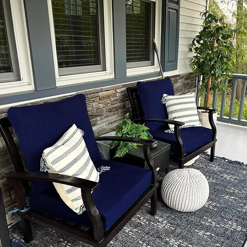 Waterproof Outdoor Cushion Covers Set of 4 Durable Fabric Fade Resistant Easy Installation Replacement Patio Furniture Seat 6