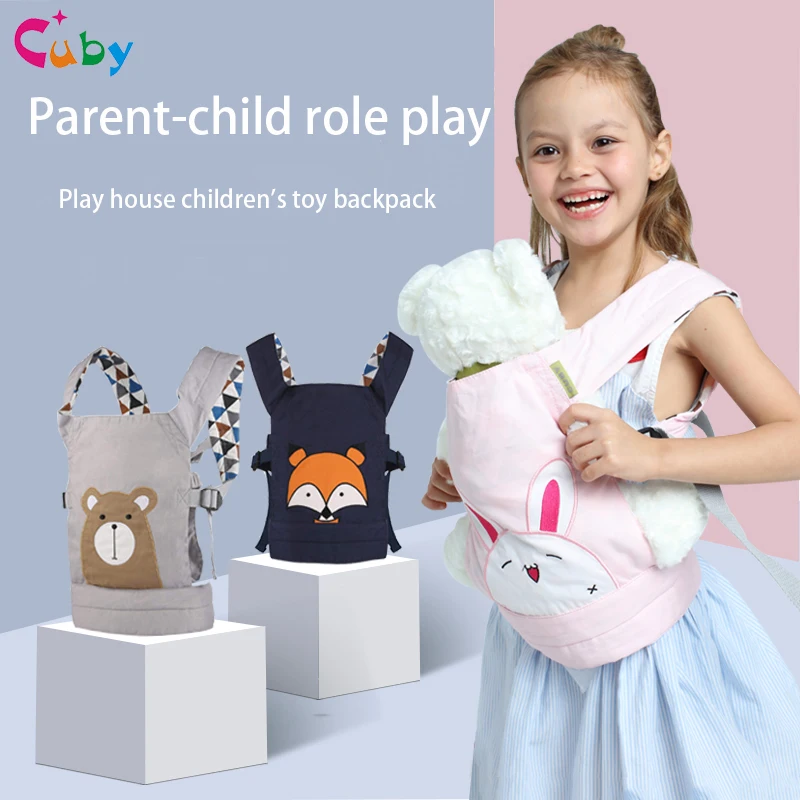 Cuby Dolls Carrier Front and Back Soft Cotton for Baby Girls Over 18 Months Rabbit Pattern baby toy doll carrier backpack gift 43 cm boy american dolls clothes soft rabbit print flannel jumpsuit born baby toys accessories fit 18 inch girls doll gift h3