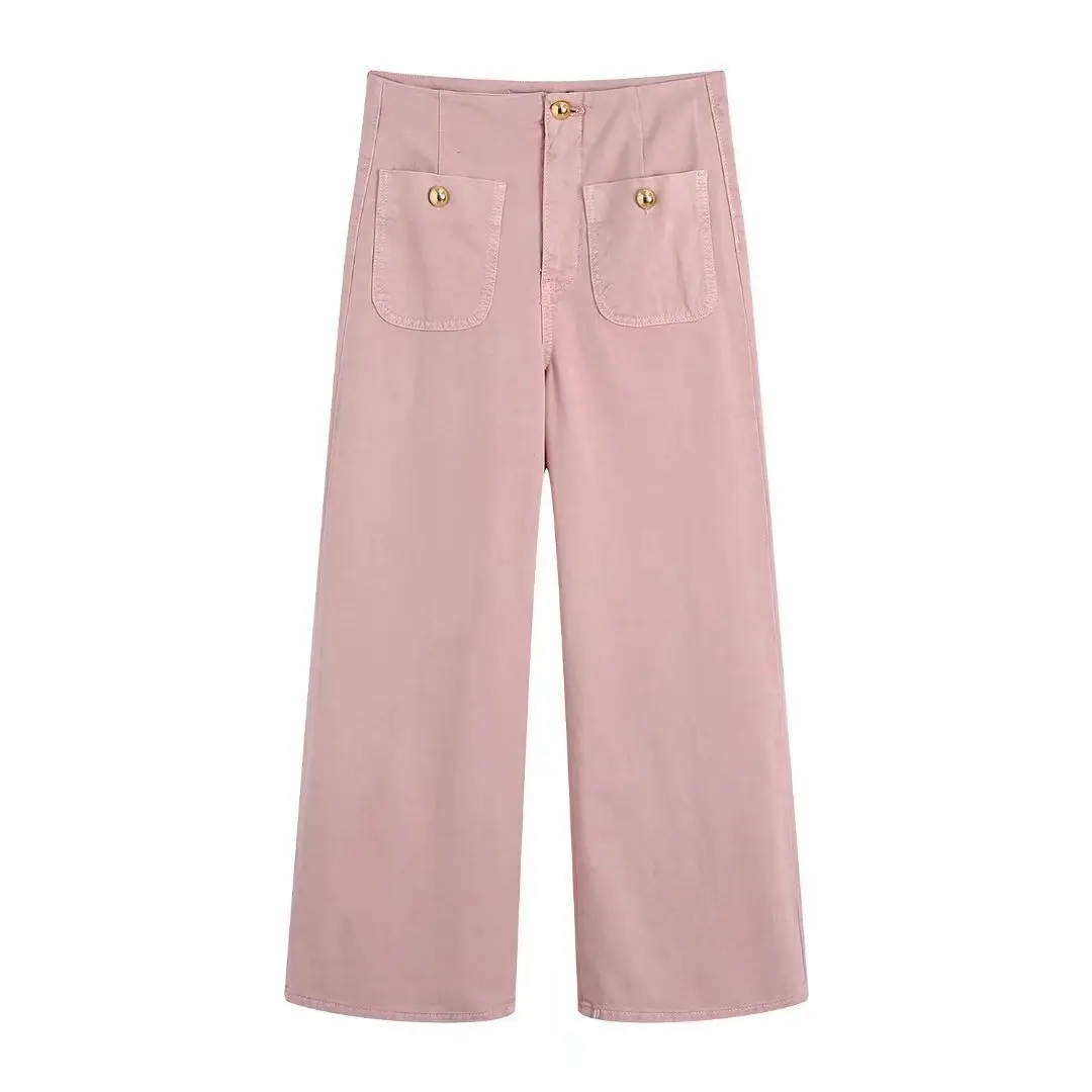 levis 501 Clothland Fashion Casual Solid Jeans Candy Color Wide Leg Trousers Streetwear Chic Pants Pantalones KA120 stacked jeans