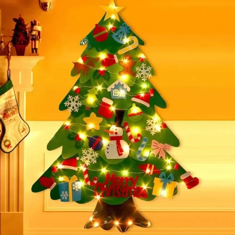 DIY Felt Christmas Tree Christmas Decoration for Home Navidad New Year Ornaments Santa Claus Xmas Kids Gifts