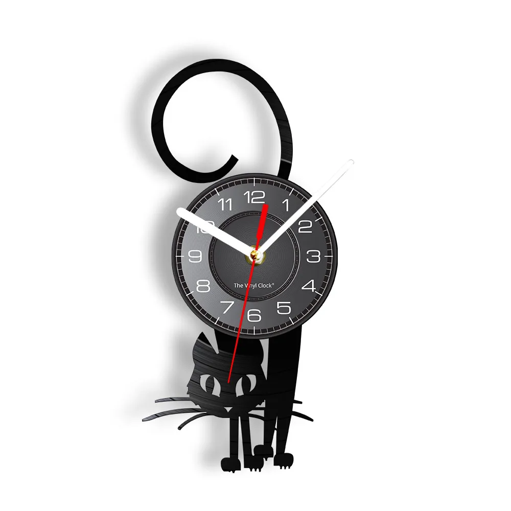 

Kitty Cat Vinyl Record Wall Art Modern Wall Clock Kitten Retro Handmade Hanging Timepieces Clock Watch Home Decor Cat Lover Gift