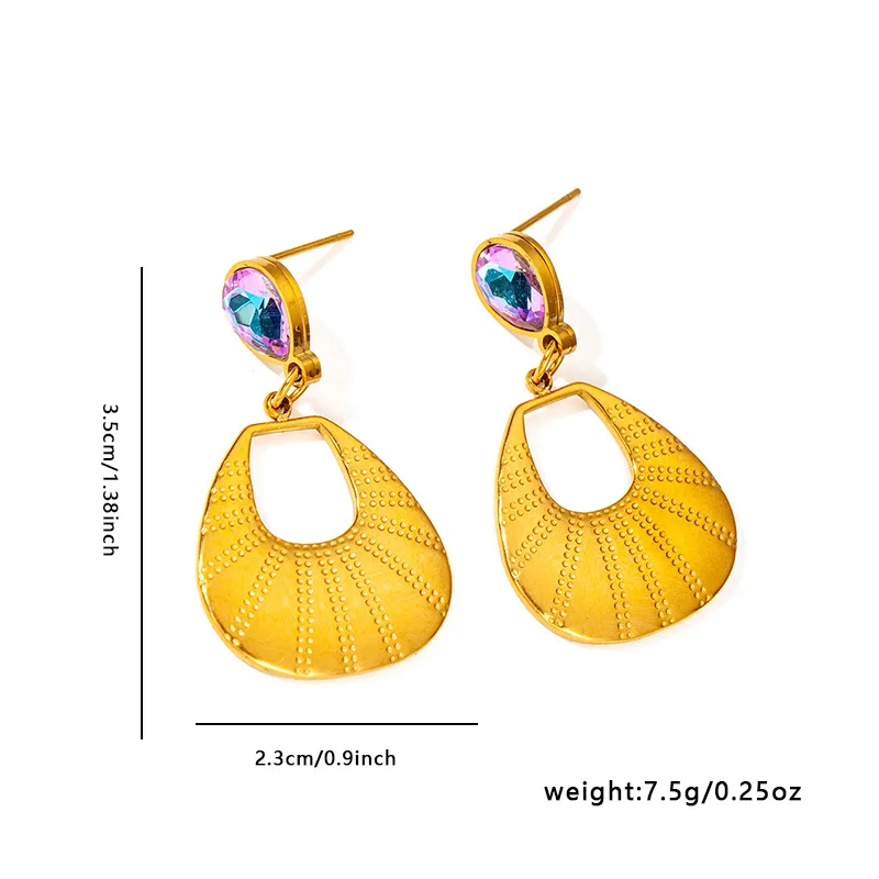Stainless Steel Geometric Water Drop Earrings For Women No Fading Metal Stylish Statement Jewelry 18K Gold Plated 3