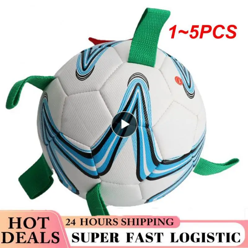 

1~5PCS 17 19cm Pet Dog Soccer Ball Interactive Football With Grab Tabs Tug Water Toy For Small Medium Dog Outdoor Training
