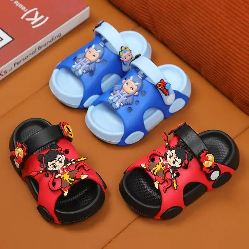 Summer Children's Slippers for Boys nezha Cartoon Baby Non-Slip Soft Bottom Indoor Bath Children Beach Sandals