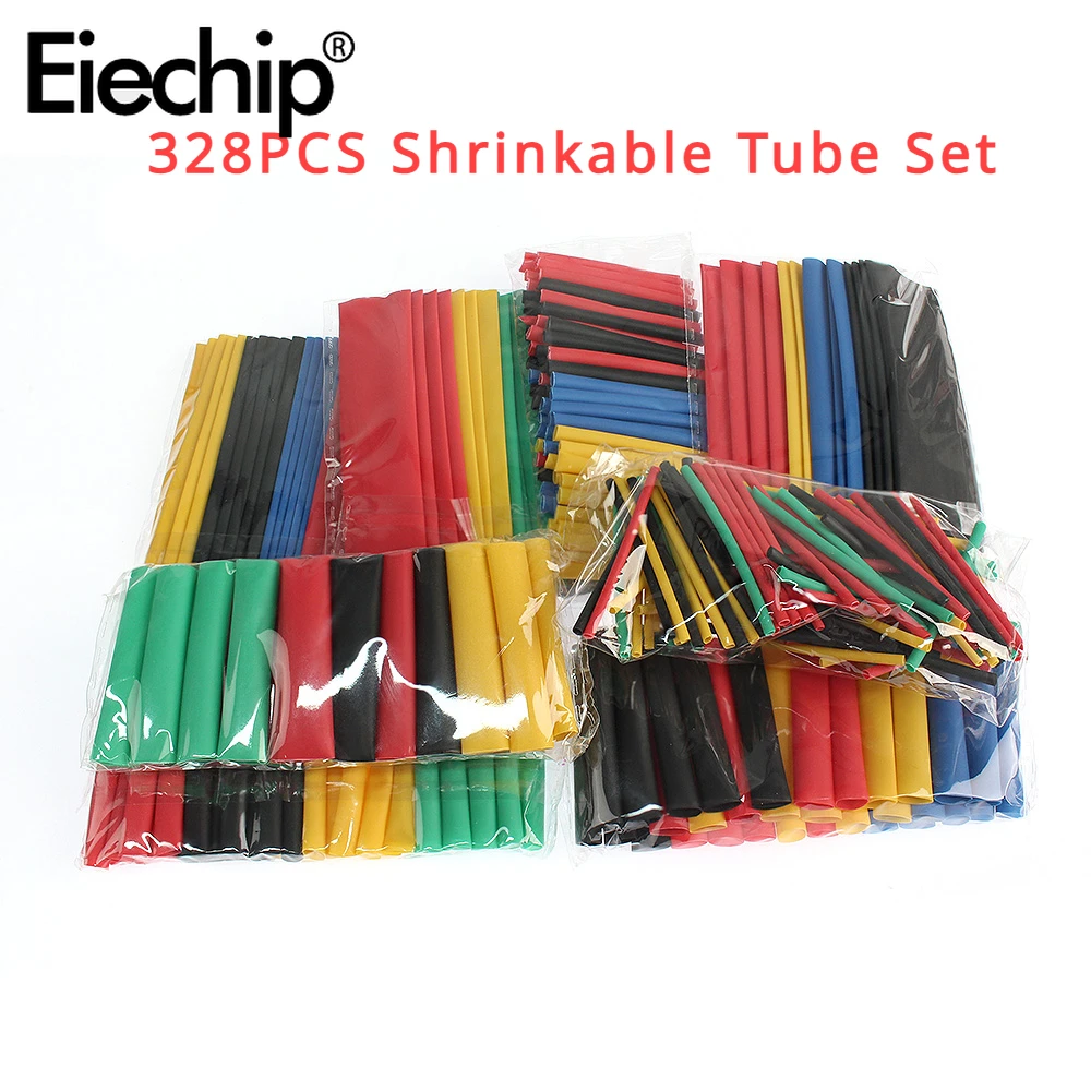 2:1 Heat Shrinkable Tube Assorted Kit Heat Shrink for Cables Shrink Tube Insulated Sleeving Tubing Electrical Connection 328pcs