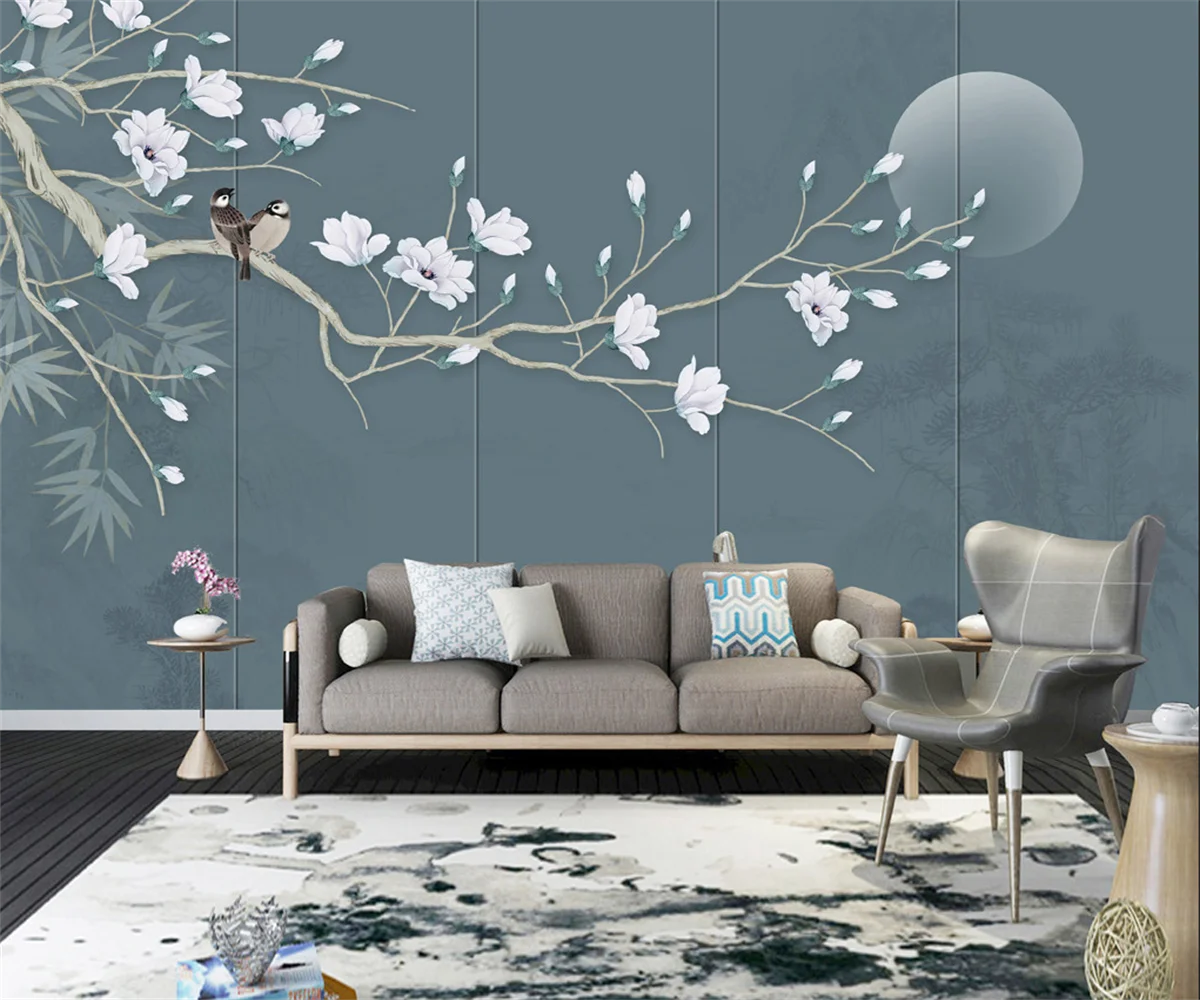 beibehang Customized papel de parede new modern Chinese style magnolia flower and bird hard pack background wallpaper battlestar galactica deadlock modern ships pack pc