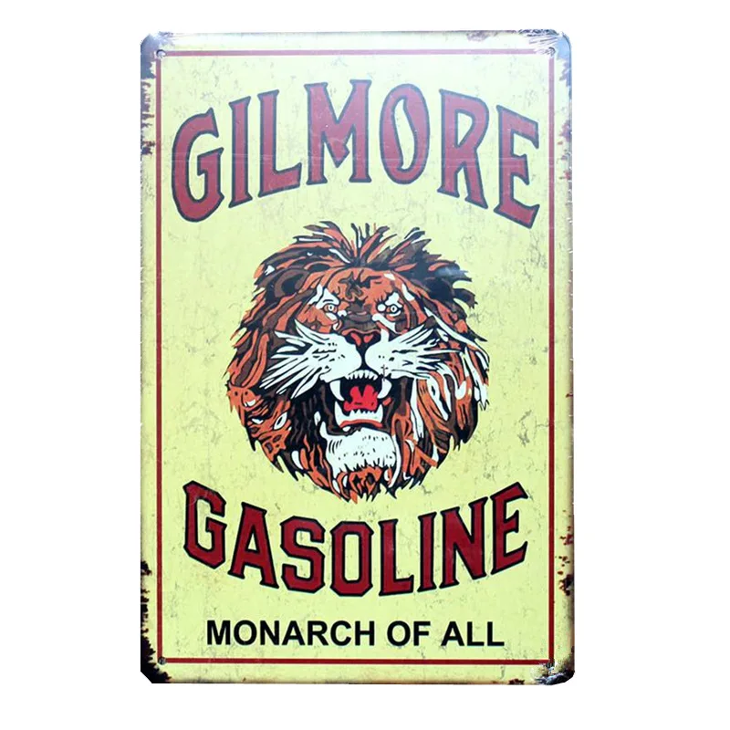 

Gilmore Gasoline Metal Signs Lion Tin Plate Car Bus Motorcycle Gas Oil Station Wall Decor Vintage Retro Plaque