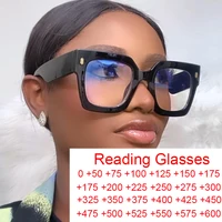 Vintage Big Frame Square Reading Glasses Women Men Fashion Brand Prescription Eyeglasses Transparent Computer Blue Light Glasses 1