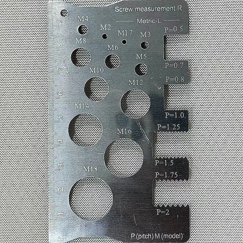 스크류 나사 피치 게이지 자 측정 도구 볼트 너트 미터법 가공 나사 스크류 절삭 게이지 각도 모델 측정