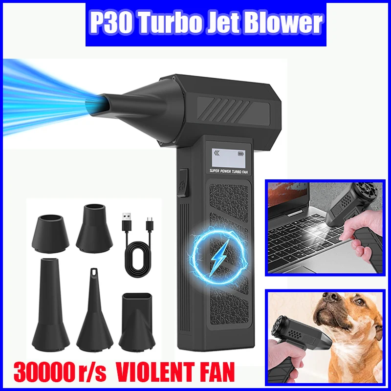Neuer P70 Luftbläser 110000 U/min 4-Gang Einstellbarer Turbobläser mit LED-Licht Batterieanzeige Kabelloser Druckluft-Staubentferner - AliExpress 34