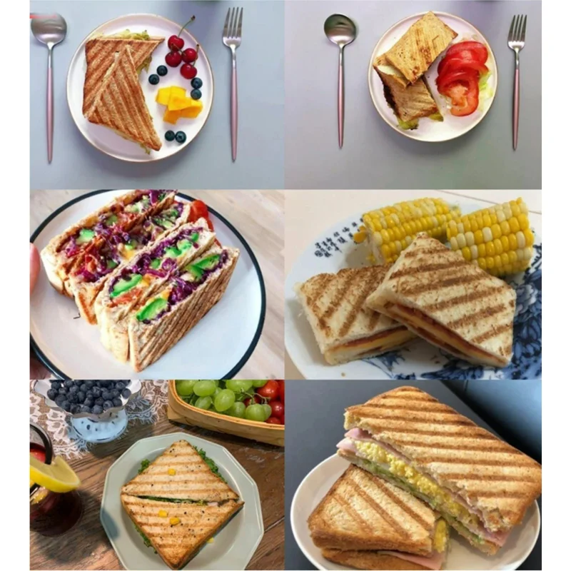 Toasted Sandwich Maker Non-stick Grilled Panini With Insulated Handle Hot Making Machine Kitchen Tools