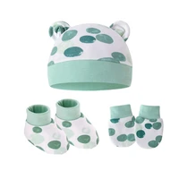 3pcs/lot Newborn Bonnet Gloves Socks Set 0-6 Months Baby rotection Face Cotton Scratch Mittens Infant  Anti-scratch Glove Set 3