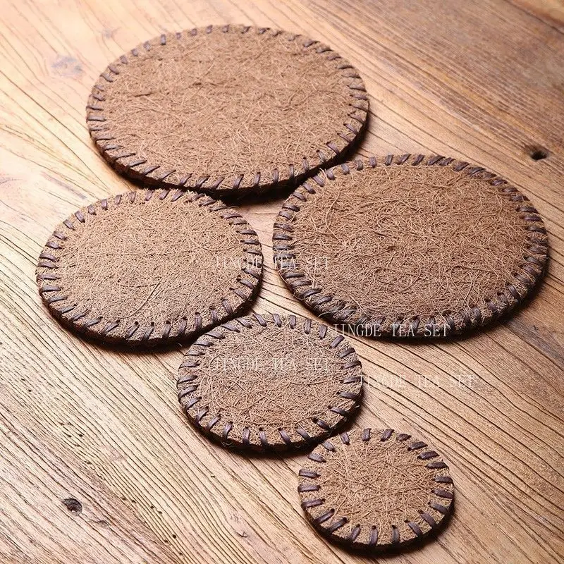 Natural Coconut Silk Coaster Coconut Brown Specialty Tea Mat Home Tea Ceremony Accessories Small Mat Mane Woven Insulation Pad