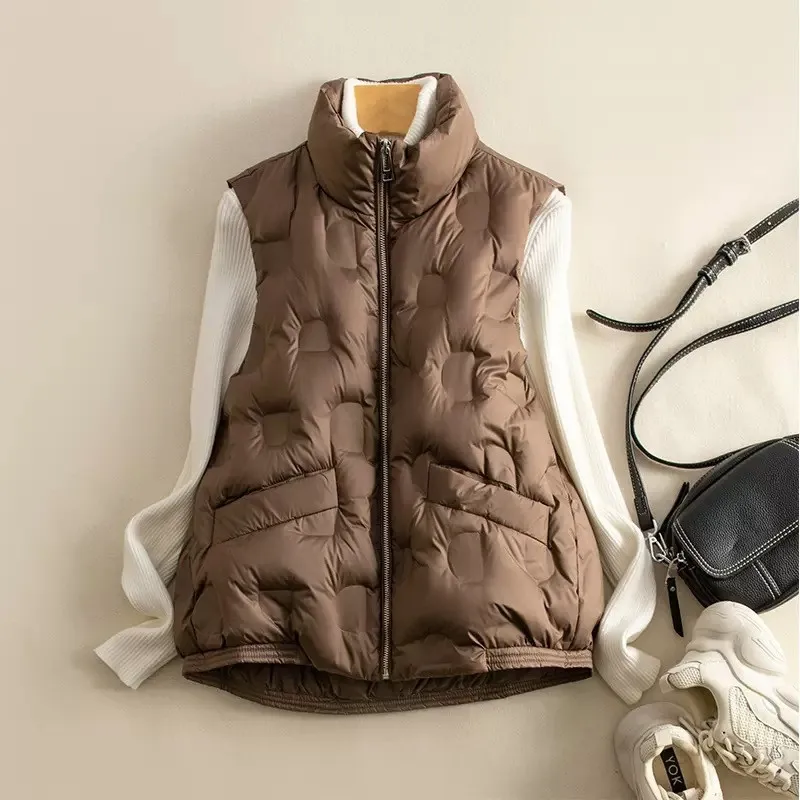 

Autumn Winter Ultra Light White Duck Down Vest Coat Women Short Warm Down Waistcoat Parka Female Sleeveless Bigsize Tank Jacket