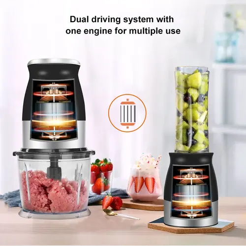 BPA 프리 500W 휴대용 개인 블렌더 믹서 푸드 프로세서 (초퍼 보울 포함) 600ml 쥬서 병 고기 분쇄기 베이비 푸드 메이커 5