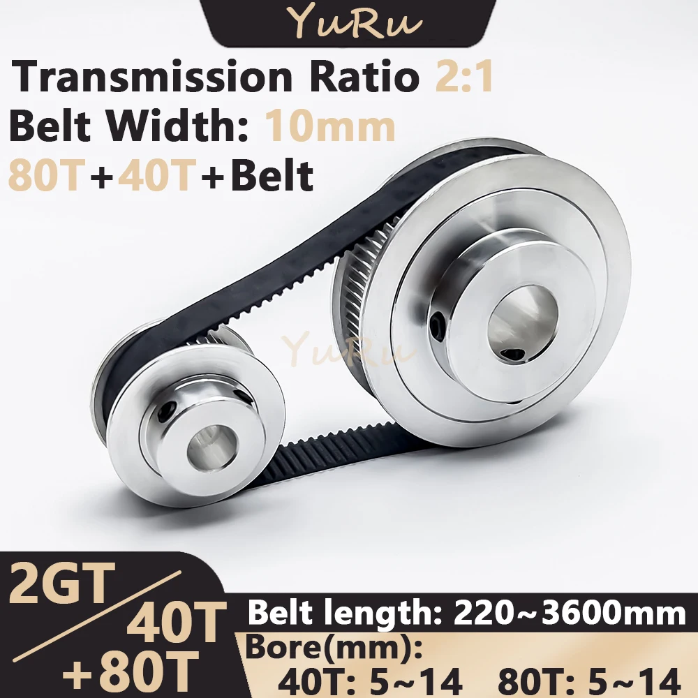 2GT 2M 40T 80Teeth GT2 Timing Pulley Belt Set Bore 514mm Belt Width