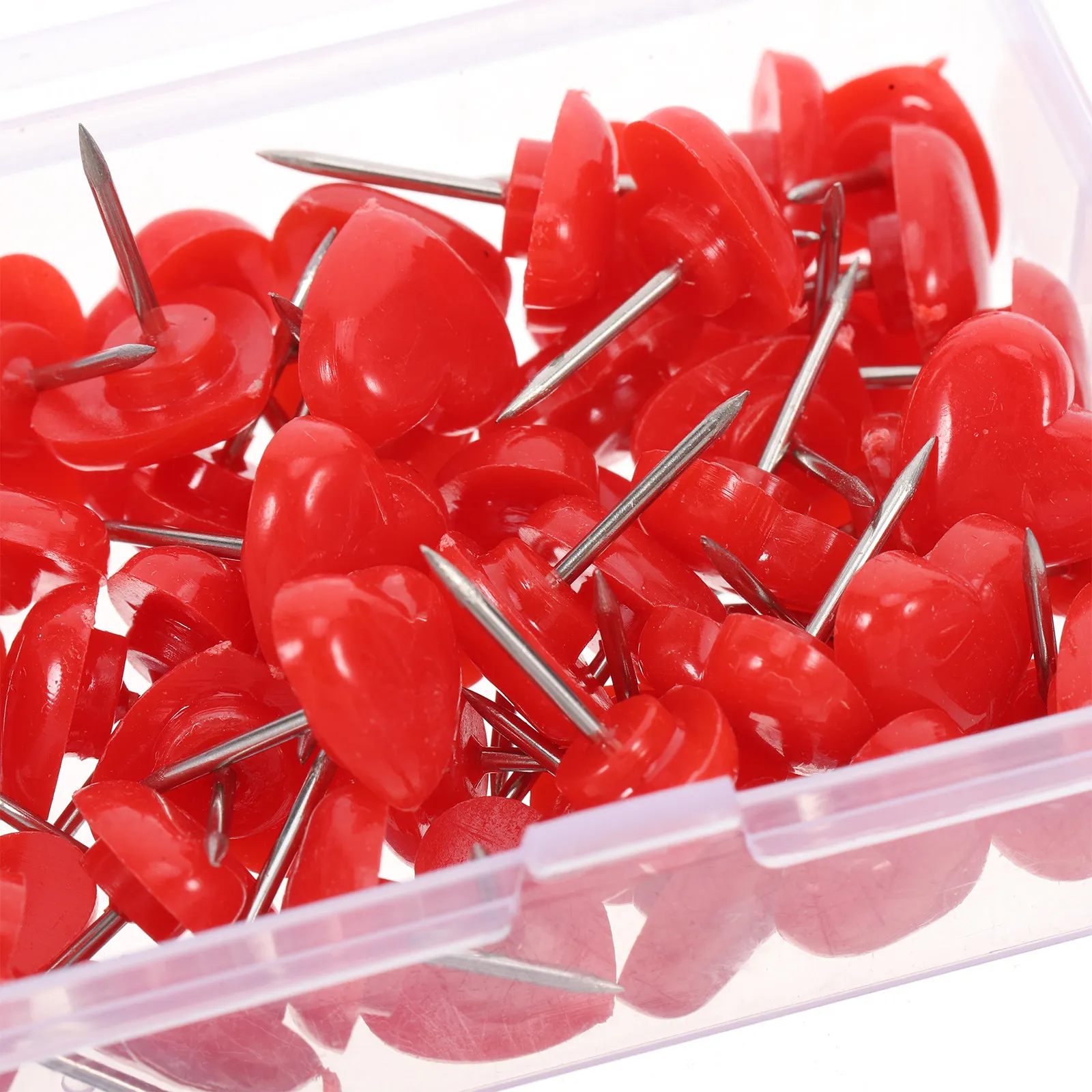 50Pcs 하트 푸시 핀 코르크 보드용 장 압정 학교 사무실 게시판 가정용 귀여운 압정