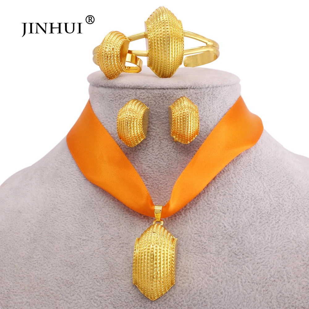 Dubai New Luxury Gold Filled Bridal Jewelry Sets Bracelet Necklace