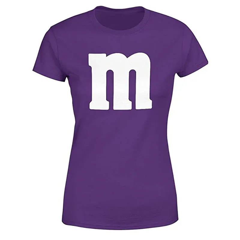 Letter M Halloween Costumes T-Shirt M Chocolate Candy Halloween Team Costume Women Ropa Plus Size Mujer Top Short Sleeve Blouses 3