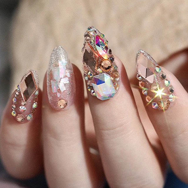 3D Nail Charms Rhinestones for Nails Mix Shapes Crystals Shiny Color Gems  Design Multi Sized Diamonds Art Decoration - style 4 