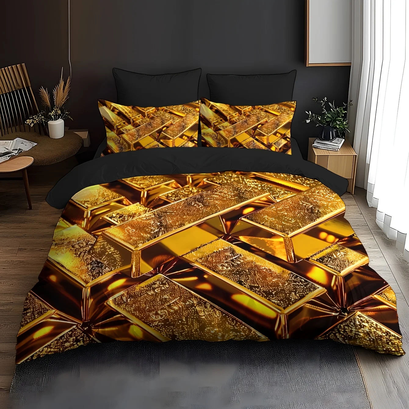 2/3Pcs Geometric Pattern 3D Brushed Duvet Cover Set, Ultra Soft Light Beige Digital Print Bedding with Pillowcases, Double Size